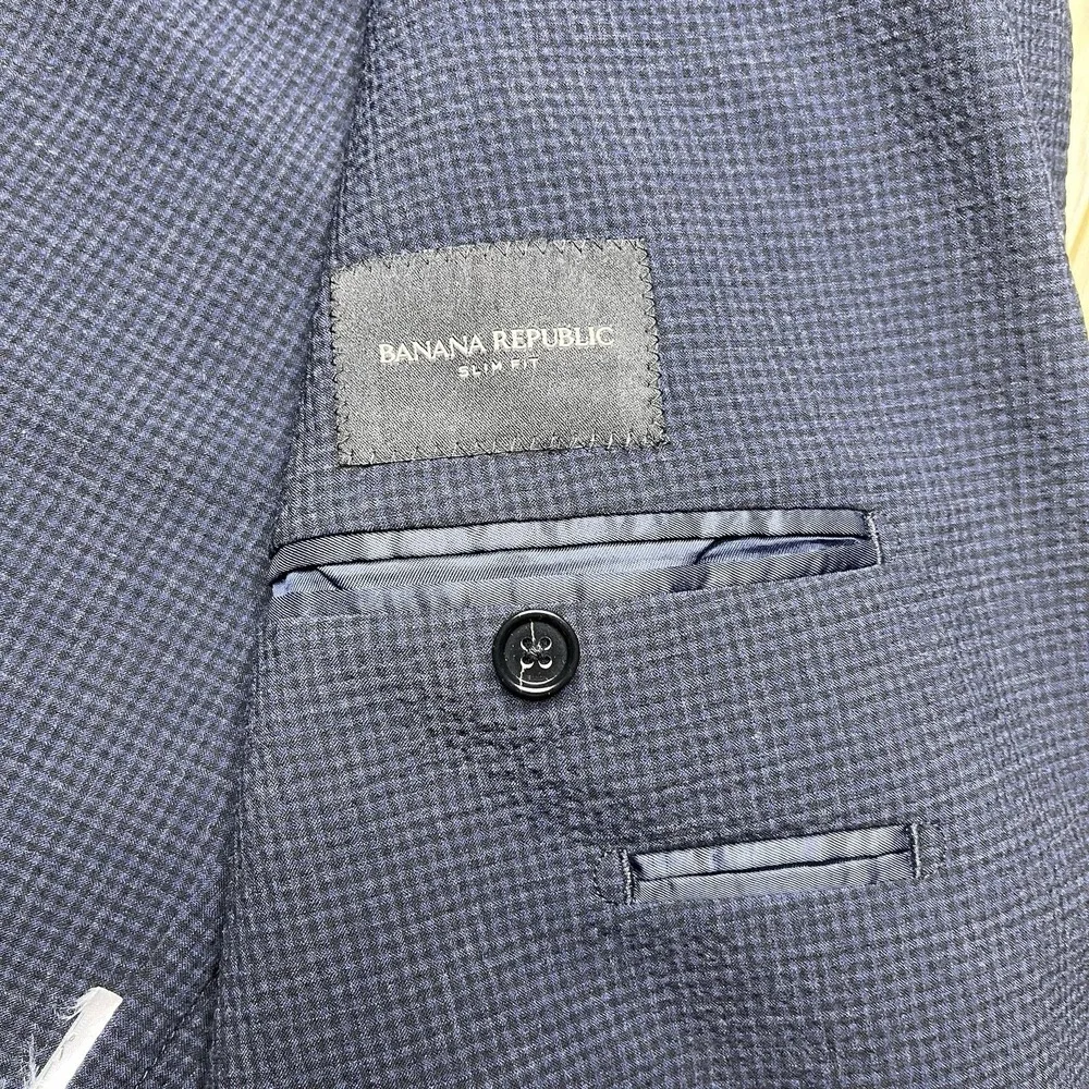 Banana Republic Slim Fit Unstructured Textured Wool Sportscoat Blue Mens Sz 42R